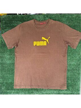 Vintage Y2K Puma Cat Logo T-Shirt Brown XL Retro Athletic Streetwear